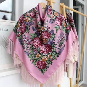 Ukrainian Wool shawl, Traditional bohemian scarf flower, MADE in Ukraine Ethnic Folk Ukrainian Slavic Babushka Floral Modern Chic Boho