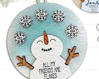 Snowman Friend Christmas Ornament SVG, Snowman Family Christmas Ornament SVG, Snowman Grandkids Christmas Ornament SVG, Snowflake Ornament