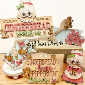 Pani Claus Tiered Tray SVG File, Christmas Tiered Tray SVG, December Tiered Tray, Gingerbread Laser File Tiered Tray SVG File