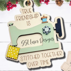 Vriend naaien ornament SVG-teken, naaien ornament SVG-teken, naaien minnaar kerstornament, vriendschap ornament naaien SVG-bestand