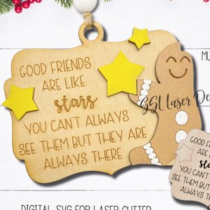 Freund Weihnachtsverzierungs-Svg Laser-Datei, bester Freund Weihnachtsverzierungs-Svg-Datei, Lebkuchen-Weihnachtsverzierung, Lebkuchen-SVG-Datei