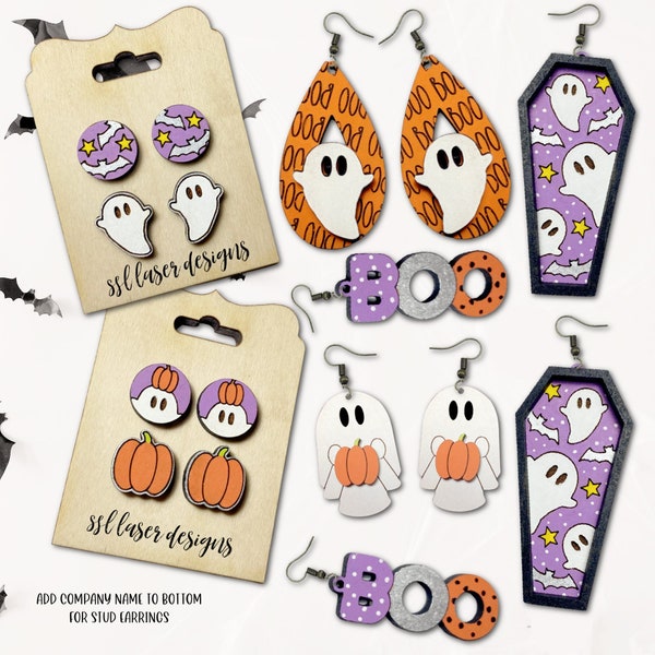 Ghost Earrings SVG Cut File, Ghost Earrings Laser File, Halloween Jewelry Earrings SVG,  Halloween  Earrings svg, Boo Earrings SVG, Ghost