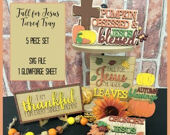 Fall for Jesus Tiered Tray SVG, October Tiered Tray SVG, Autumn Tiered Tray SVG, Religious Fall Tiered Tray, Christian Fall Svg Tiered Tray