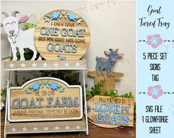 Goat Tiered Tray Cut File, Goat SVG Cut File, Goat Tiered Tray SVG Cut,  Farm SVG Tiered Tray, Farm Laser Cut File, Goat Laser Cut File