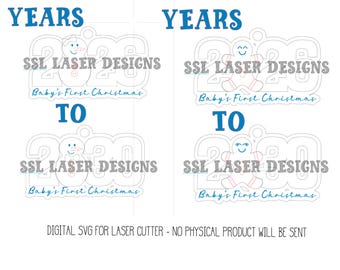 Premier fichier SVG de décoration de Noël de bébé, 26-30 ornement de bébé SVG fichier découpé au laser, bonhomme de neige ornement de bébé Svg, ornement de pain d'épice bébé SVG