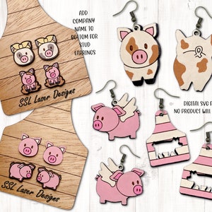 Schwein Ohrringe SVG geschnitten Datei, Schwein Ohrringe Laser-Datei, Schwein Schmuck Ohrringe SVG, Schwein Ohrringe svg, Schwein Ohrringe SVG-Datei, Bauernhof Ohr