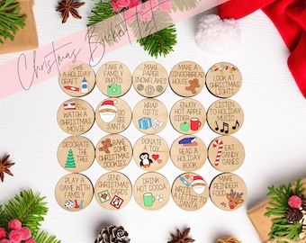 Kerst Bucket List Tokens SVG, Kerst Activiteiten Tokens SVG, Christmas Countdown Tokens Svg, Christmas To Do Tokens Svg, Holiday Chips