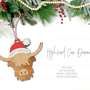 Highland Cow Ornament SVG, Farmhouse Ornament SVG, Christmas Highland Cow Ornament, Christmas Highland Cow Ornaments, Cow Tag SVG