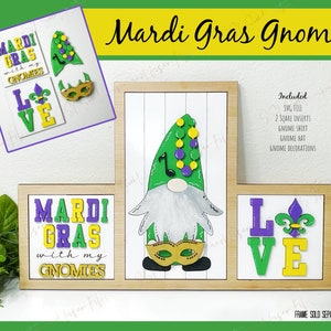 Interchangeable Mardi Gras Gnome Cut File, Mardi Gras Gnome SVG File, Interchangeable Inserts, Louisiana Gnome Cut File, Louisiana Gnome Svg