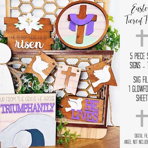 Religiöse Ostern Tiered Tray, Ostern SVG-Datei, Jesus SVG-Datei, Tiered Tray, christliche Ostern Laser-Datei, christliche Tiered Tray-Datei SVG