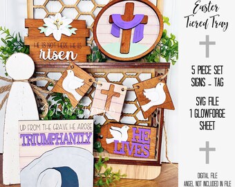 Religious Easter Tiered Tray, Easter SVG  File, Jesus  Svg File, Tiered Tray, Christian Easter Laser File, Christian Tiered Tray File SVG