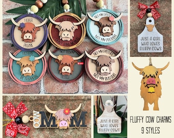 Highland Cow Car Charm SVG Cut File, Cow SVG File Car Charm,  Highland Cow Car Charm SVG File, Highland Cow Keychain Glowforge, Cow svg File