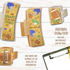 Football Claw Clips SVG File, Fall Claw Clips SVG File, October Claw Clips SVG File, Book Hair Clip Laser, Football Jewelry Claw Clip