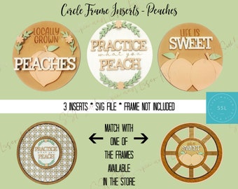 Peaches Round Inserts Cut File, Peaches Cut File, Peaches Insert for Interchangeable Frame, Summer SVG File, Peaches SVG File, Peaches Laser