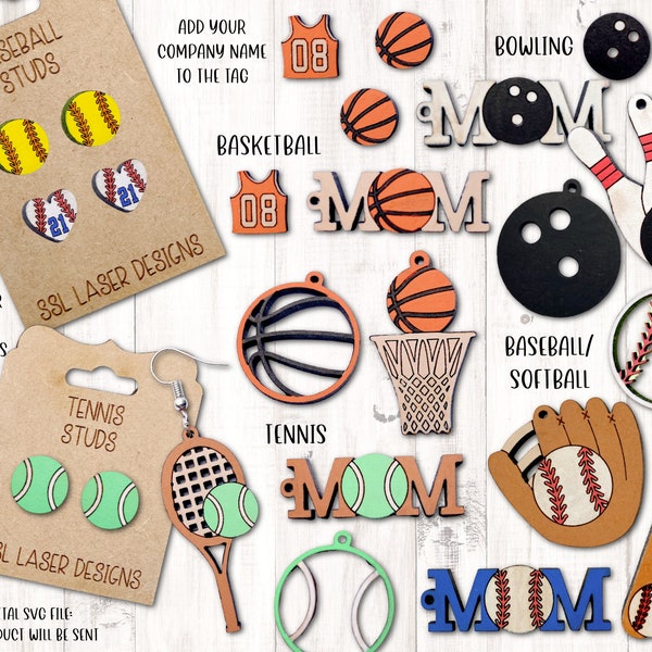 Baseball Earrings SVG Cut File, Softball Earrings SVG Cut File, Basketball Earrings SVG Cut File, Tennis Earrings Svg Cut File, Bowling Ear