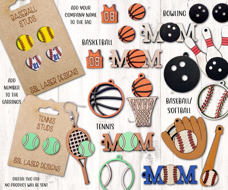 Baseball Earrings SVG Cut File Softball Earrings SVG Cut Etsy