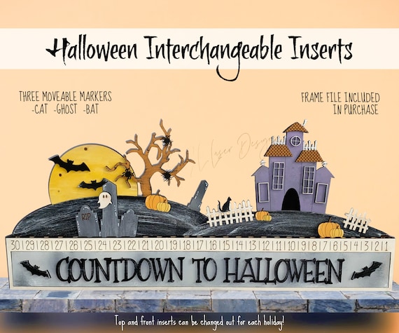 Interchangeable Halloween Countdown SVG File, October Countdown File, Halloween Countdown Laser File, Countdown Halloween SVG Glowforge