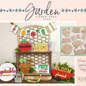 Moestuin gelaagde lade bestand SVG, Glowforge tier tray, SSL, gelaagde lade SVG bestand, tuinieren gelaagde tray bestand, laser gesneden tier tray bestand
