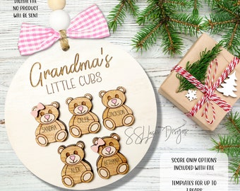 Fichier Svg d’ornement de Noël de petits oursons de grand-mère, fichier SVG d’ornement de grands-parents, fichier SVG d’ornement de Noël de maman ours, SVG d’ornement de maman