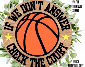 Basketball Door Hanger, Basketball Wall Hanger SVG File, Basketball SVG File, Basketball Laser Cut File, Basketball Glowforge File