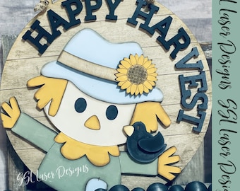 Scarecrow Door Sign Svg File, Fall Door Sign Laser Cut File, August Door Sign SVG File, Fall Sign SVG, August Sign SVG, Scarecrow Sign