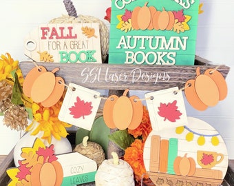 Fall Book Tiered Tray SVG, Reading Tiered Tray SVG, Fall Tiered Tray SVG, November Tiered Tray Svg, Reading Svg, Reading Laser File