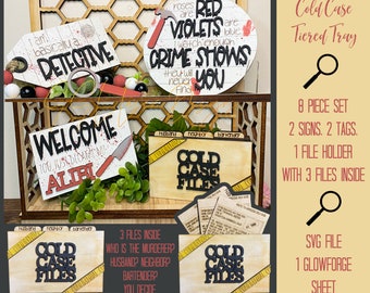 True Crime Tiered Tray SVG, October Tiered Tray SVG, True Crime SVG Laser Cut File, Csi Tiered Tray Svg File, Crime Junkie Tiered Tray