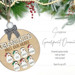 Großeltern schmelzen unsere Herzen Weihnachtsverzierungs-Svg-Datei, Großeltern Ornament SVG-Datei, Enkel Ornament Laser SVG-Datei