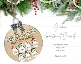 Grandkids Melt Our Hearts Christmas Ornament Svg File, Grandparents Ornament SVG File, Grandchildren Ornament Laser SVG File