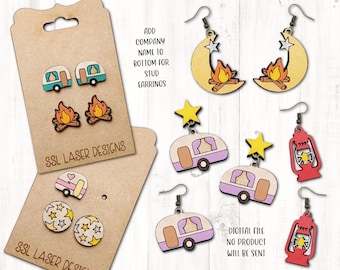 Camping boucles d’oreilles SVG coupe fichier, RV boucles d’oreilles fichier Laser, Rv Camping bijoux boucles d’oreilles SVG, boucles d’oreilles feu de joie svg, boucle d’oreille lanterne, boucle d’oreille étoile