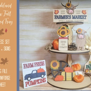 Highland Cow Tiered Tray SVG, November Tiered Tray SVG, Autumn Tiered Tray SVG, Fall Tiered Tray Svg, Pumpkin Spice svg, Farm Autumn svg