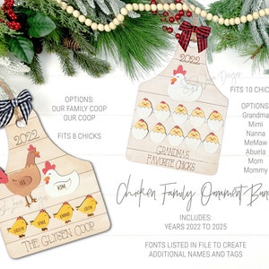 Hühner Familie Ornament SVG, Hühner Ornament SVG, Huhn Weihnachtsschmuck, Bauernhaus Ornament, Weihnachtsanhänger Svg, Huhn SVg