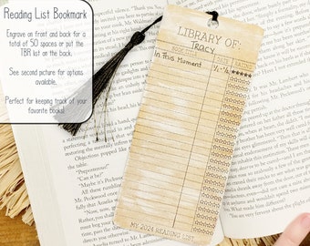 Marcador de registro de lectura (archivo SVG cortado con láser), rastreador de libros de biblioteca (Svg), rastreador de lista TBR, marcador de tarjeta de biblioteca 2024 (archivo SVG cortado con láser)