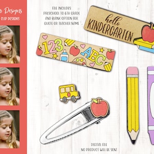 Grampos de cabelo escolares arquivo SVG, grampos de cabelo do professor SVG a laser, clipes de primeiro dia de escola arquivo a laser, presilha para meninas da escola Svg