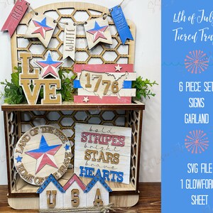 Fourth of July Tiered Tray Cut File, 4th of July Cut File, July 4th Tiered Tray SVG Cut, Patriotic SVG Cut File, Patriotic Tiered Tray