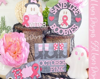 Plateau à plusieurs niveaux pour le cancer du sein SVG, Plateau à plusieurs niveaux pour le cancer du sein d’octobre SVG, Fichier laser SVG à plateau à plusieurs niveaux fantôme, Fichier laser d’Halloween, Fichier sur le cancer