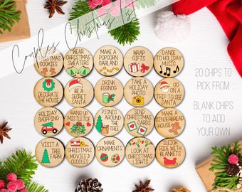 Koppels Kerst Bucket List Tokens SVG, Date Night Christmas Activiteiten Tokens SVG, Christmas Countdown Tokens Svg, Cadeau voor Koppels