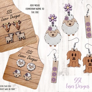 Orecchini di capra SVG Cut File, Orecchini di pecora File laser, Orecchini di gioielli Longhorn SVG, Orecchini di capra svg, Orecchini di pecora file SVG, Orecchio di fattoria