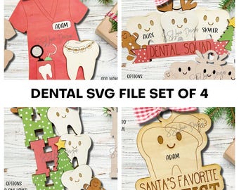 Arquivo SVG de enfeites de Natal para dentistas, arquivo SVG de enfeites para higienistas dentais a laser, enfeites para consultórios odontológicos SVG, enfeites para ortodontistas Svg