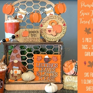 Pumpkin Spice Tiered Tray SVG, November Tiered Tray SVG, Autumn Tiered Tray SVG, Fall Tiered Tray Svg, Pumpkin Spice svg, Gnome Autumn svg