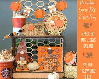 Pumpkin Spice Tiered Tray SVG, November Tiered Tray SVG, Autumn Tiered Tray SVG, Fall Tiered Tray Svg, Pumpkin Spice svg, Gnome Autumn svg