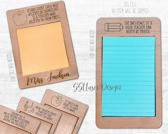Sticky Note Holder Insegnante Regalo File SVG, Fine dell'anno Insegnante Regalo, Insegnante Sticky Note Pad SVG, Insegnante Notepad Svg, Insegnante Laser Regali