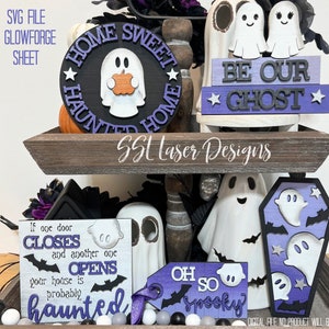 Ghost Halloween Tiered Tray SVG, October Tiered Tray SVG, Ghost Tray SVG Laser File, Halloween Laser File, Ghost Tiered Tray Svg File