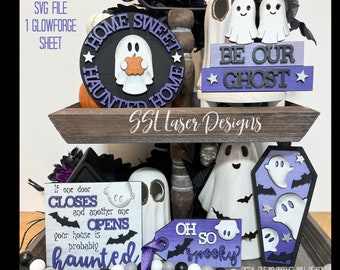 Ghost Halloween Tiered Tray SVG, October Tiered Tray SVG, Ghost Tray SVG Laser File, Halloween Laser File, Ghost Tiered Tray Svg File