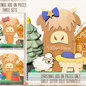 Christmas Highland Cow Add On SVG File, Winter Highland Cow Interchangeable SVG File, December Baby Highland Cow Laser File, SVG Shelf
