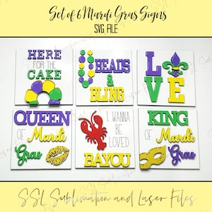 Interchangeable Mardi Gras Cut File, Mardi Gras SVG File, Interchangeable Inserts, Louisiana Cut File, Leaning Ladder Mardi Gras Cut File
