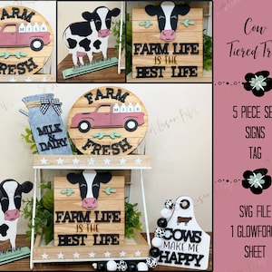 Cow Tiered Tray Cut File, Cow Cut File, Cow SVG Tiered Tray File, Farm Tiered Tray SVG File, Farm Cut File, Farm Laser Cut File, Cow Laser