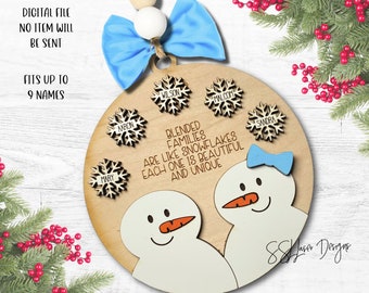 Blended Family Christmas Ornament SVG file, Blended Family Snowman Christmas Ornament File, Family Ornament  Svg File, Blended Blessed