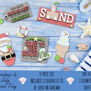 Christmas In July SVG Tiered Tray, Christmas Tiered Tray SVG Cut File, Santa Beach Day Svg, Santa Baby SVG, July Christmas Tiered Tray File
