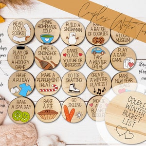 COUPLES Winter Bucket List Tokens SVG, Winter Activities Tokens SVG, Winter Countdown Tokens Svg, Winter To Do Tokens Svg, Winter Svg